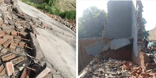 भरभरा कर गिरा सुरजावली में मजदूर का पक्का मकान