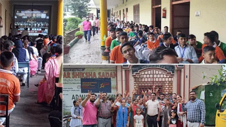 शिखर शिक्षा सदन सीनियर सेकेंडरी स्कूल में अध्यापकों और छात्र-छात्राओं ने देखा चंद्रयान 3 की सफल लैंडिंग का लाइव प्रसारण