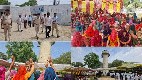पानी की समस्या को लेकर टंकी पर चढ़े दो किसानों का सातवां दिन