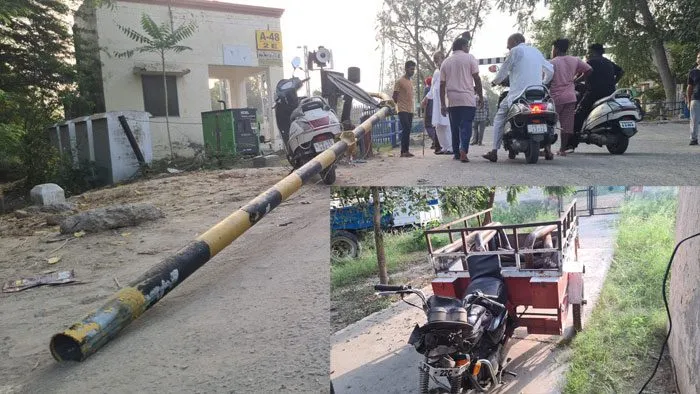 जुगाडू वाहन ने सीतो रोड रेलवे फाटक तोड़ा