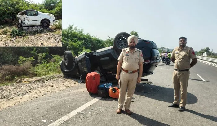तेज रफ्तार कार ने ड्राइविंग स्कूल की कार को मारी टक्कर