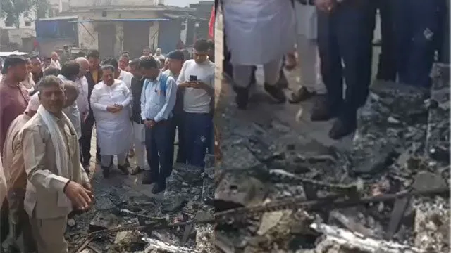 दो मंजिला कास्टमेटिक की दुकान में लगी आग, लाखों का नुकसान