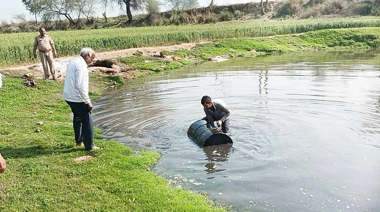 अमरपुरा थेड़ी व घग्घर नाली में दबिश देकर 12 कच्ची भट्ठी करवाई नष्ट