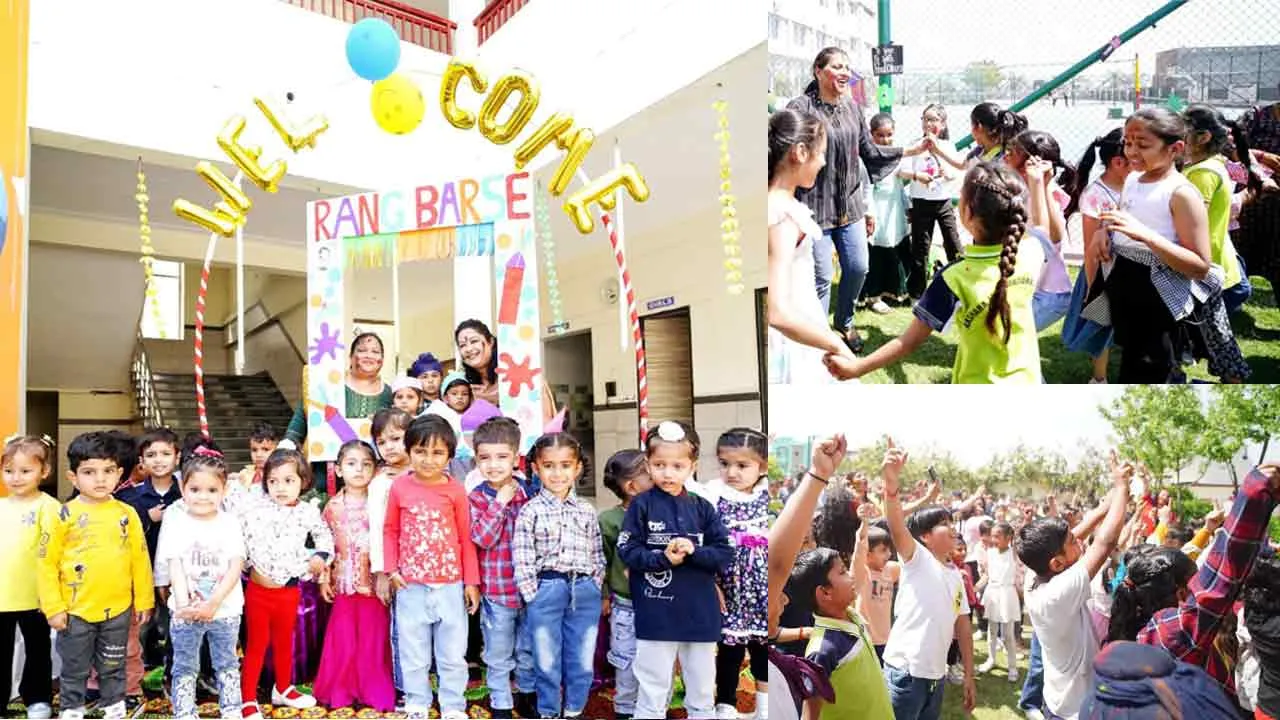 जल बचाओ, जीवन बचाओ थीम पर अक्षरा इंटरनेशनल स्कूल में खेली रंगो व फूलों की होली