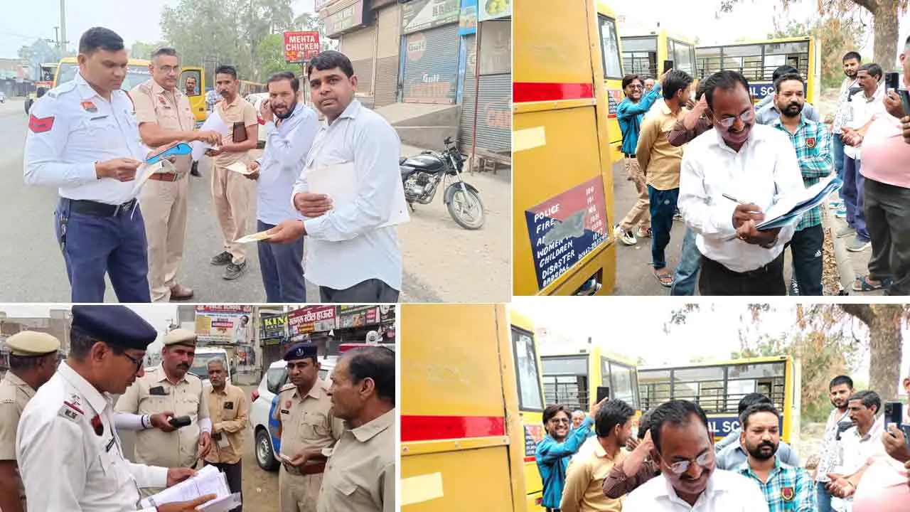 प्रशासन की कार्यवाही से स्कूलों में हड़कंप, आरटीओ व ट्रैफिक पुलिस ने 9 बसों को किया इपाउंड, 41 बसों के काटे चालान