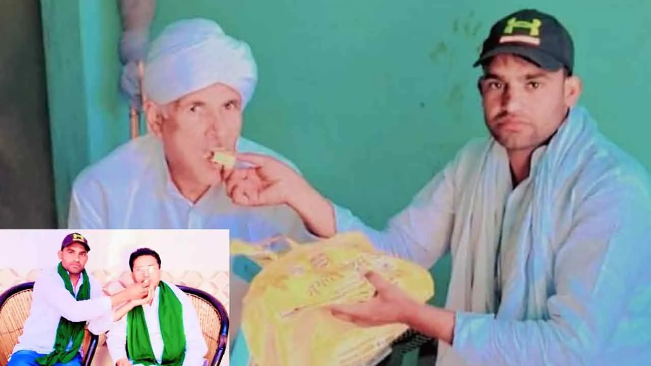 भाकियू जिला उपाध्यक्ष ने मिष्ठान खिलाकर दी ईद-उल-फितर की मुबारकबाद