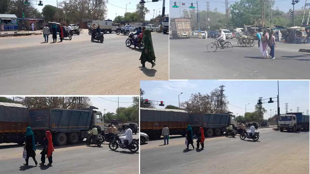 पैदल चलने वालों को किया नजर अंदाज, जान हथेली पर रख कर रहे लोग सड़क पार
