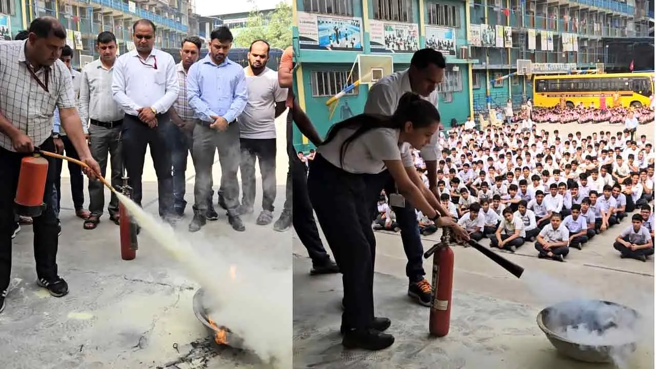 विद्यार्थियों को आगजनी पर काबू पाने के लिए किया जागरूक