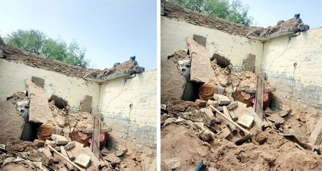 बारिश से एक मकान की छत गिरी, एक व्यक्ति की मौत, पत्नी घायल