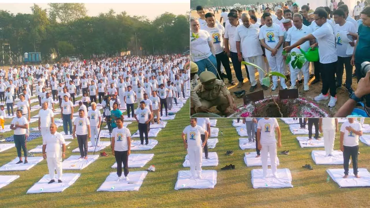 फिरोजाबाद जिले में मनाया गया 10वाँ योग दिवस, मंत्री व अधिकारियों के किया योग