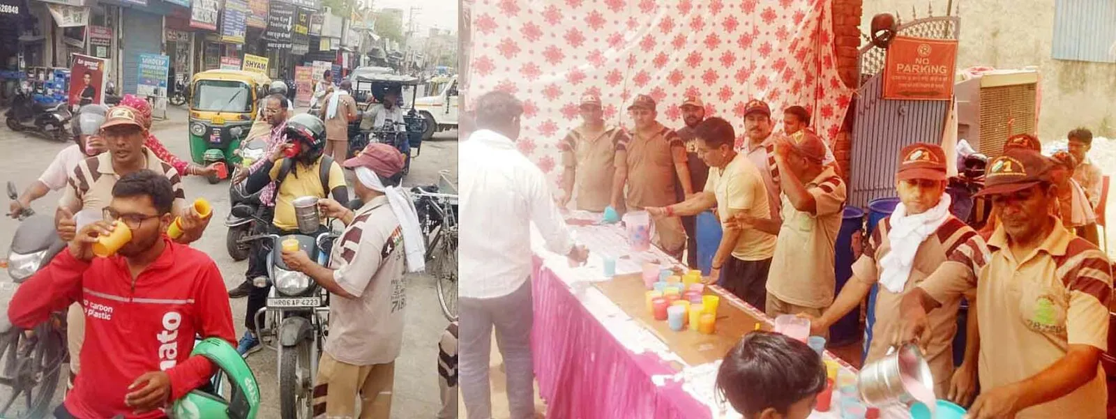खांडसा रोड पर डेरा श्रद्धालुओं ने लगाई मीठे पानी की छबील