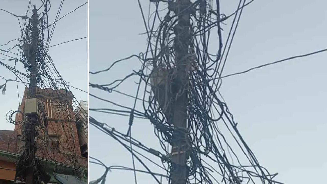 हादसे को न्योता दे रहा तारों का मकड़जाल, विभाग मौन