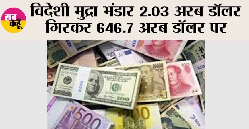 विदेशी मुद्रा भंडार 2.03 अरब डॉलर गिरकर 646.7 अरब डॉलर पर