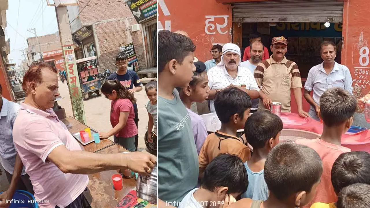 डेरा सच्चा सौदा के सेवादारों ने भीषण गर्मी में राहगीरों को पिलाया ठंडा पानी