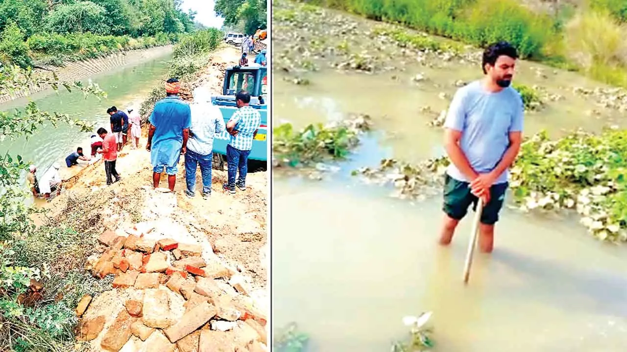 भाखड़ा नहर में दरार, सैकड़ों एकड़ फसल बर्बाद, मुआवजे की मांग