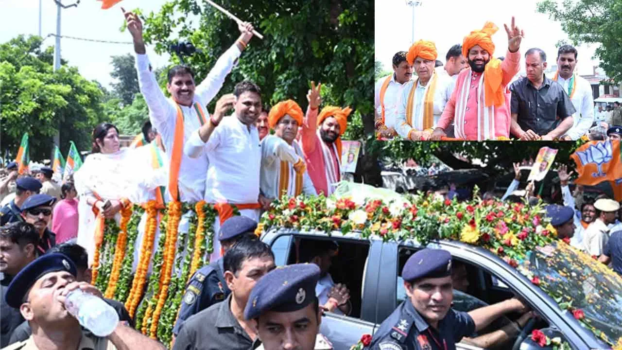 Roadshow: पूंडरी में मुख्यमंत्री नायब सैनी ने निकाला रोड शो