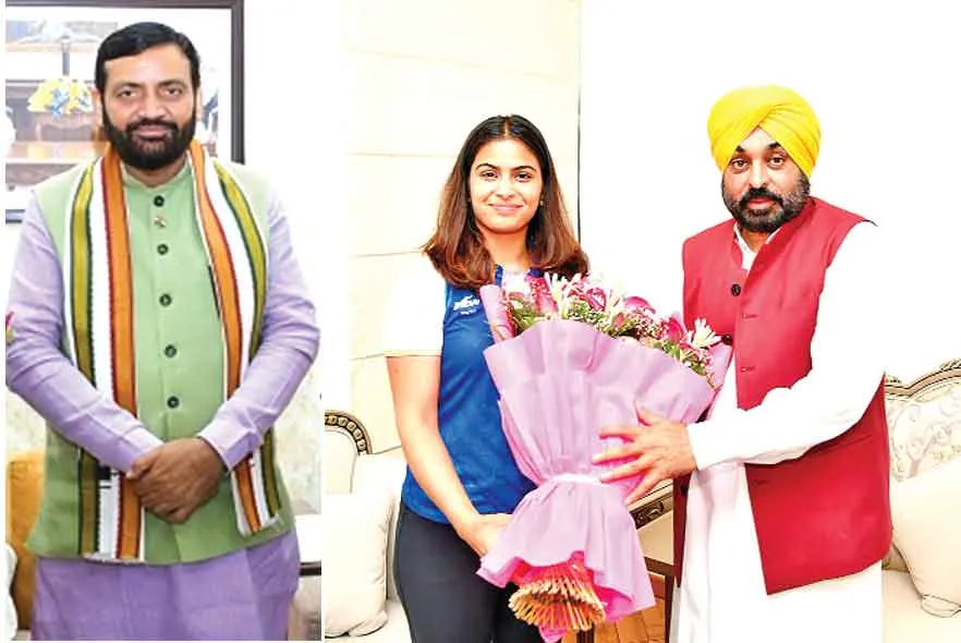 ओलंपिक विजेता मनु भाकर को हरियाणा एवं पंजाब के मुख्यमंत्रियों ने किया सम्मानित
