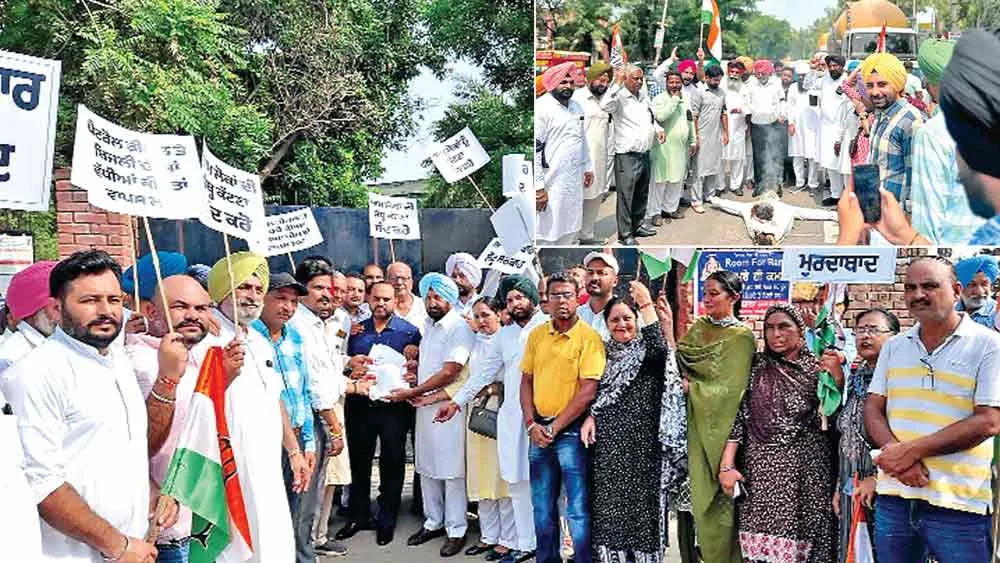 कांग्रेस का प्रदेश भर में विरोध-प्रदर्शन, जलाए पुतले