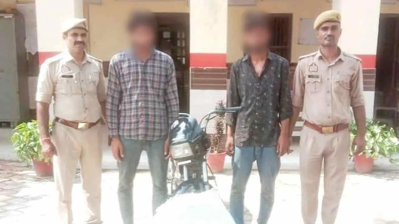 चोरी की हुई बाइक के पार्ट्स व बकरा बरामद, दो गिरफ्तार
