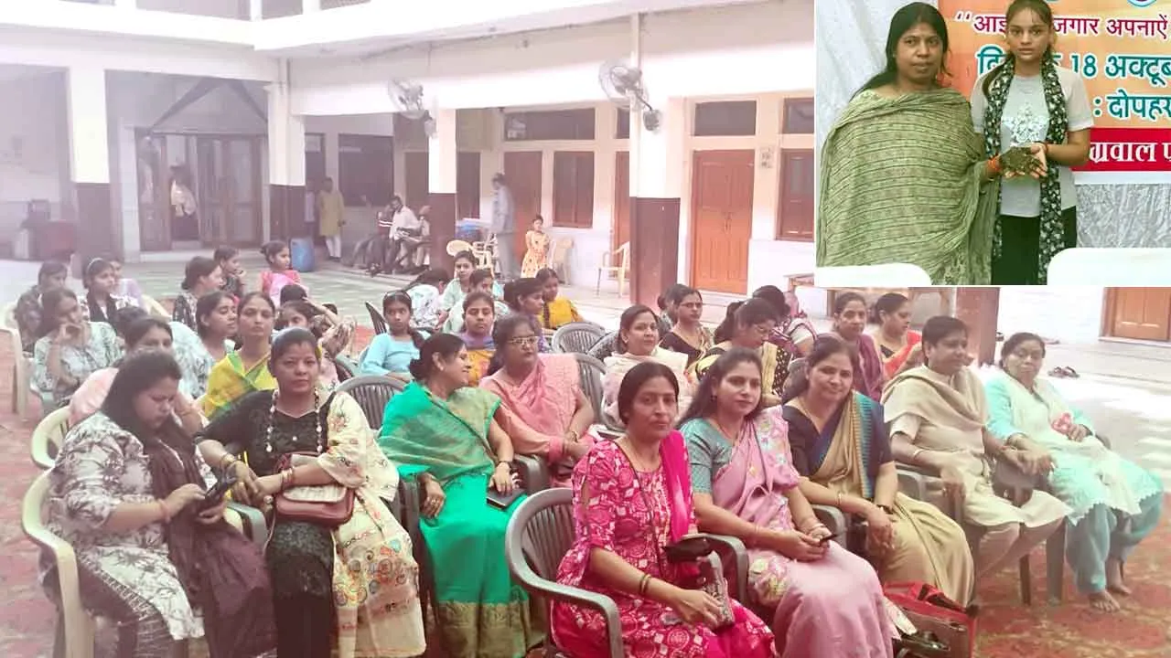 रोजगार भारती द्वारा आयोजित किया करवाचौथ मेहंदी कैम्प