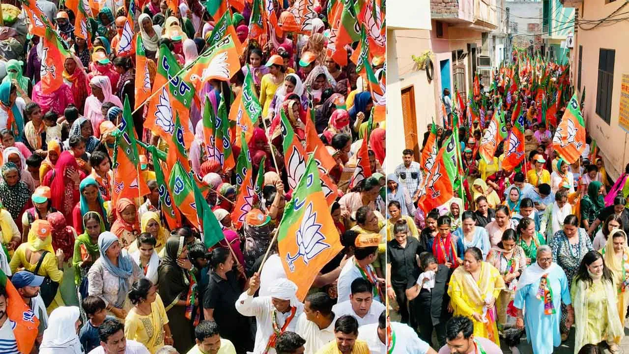 चुनाव प्रचार के आखिरी दिन और नवरात्रि के पहले दिन मातृ शक्ति का शक्ति प्रदर्शन