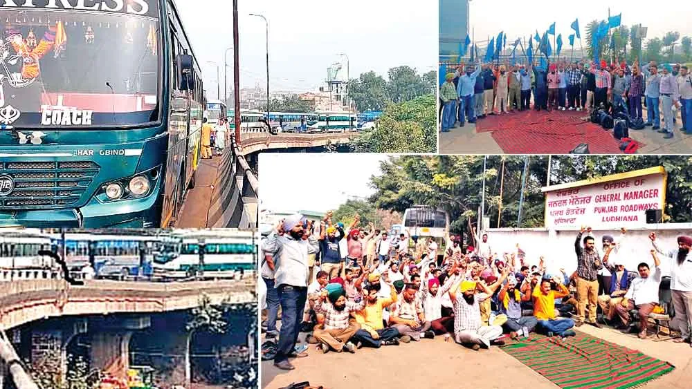 सड़कों पर उतरे ट्रांसपोर्ट कर्मचारी, 2 घंटे बंद रहे मुख्य बस स्टैंड