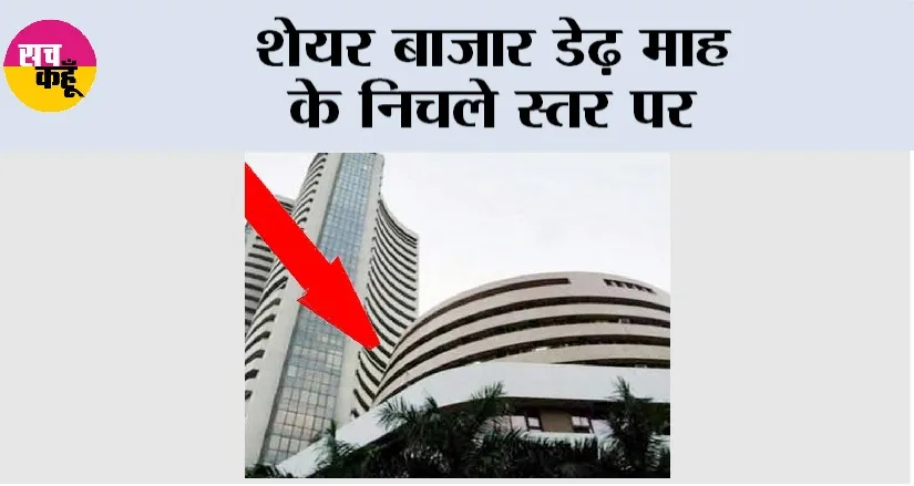 Share Market: शेयर बाजार डेढ़ माह के निचले स्तर पर