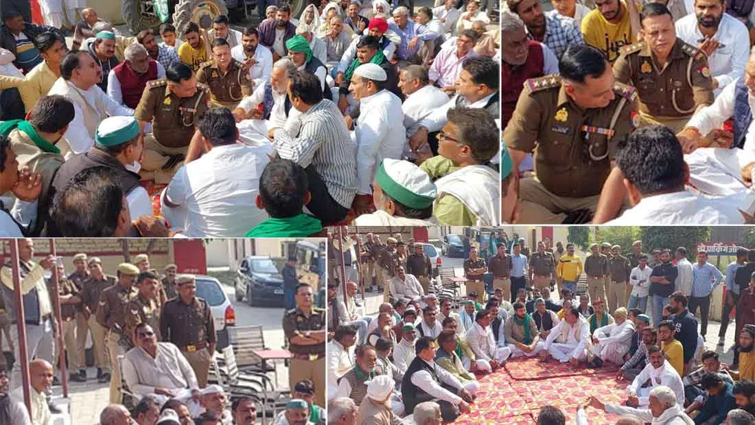 चोरी की घटनाओं के राजफाश को लेकर कोतवाली में भाकियू का धरना-प्रदर्शन