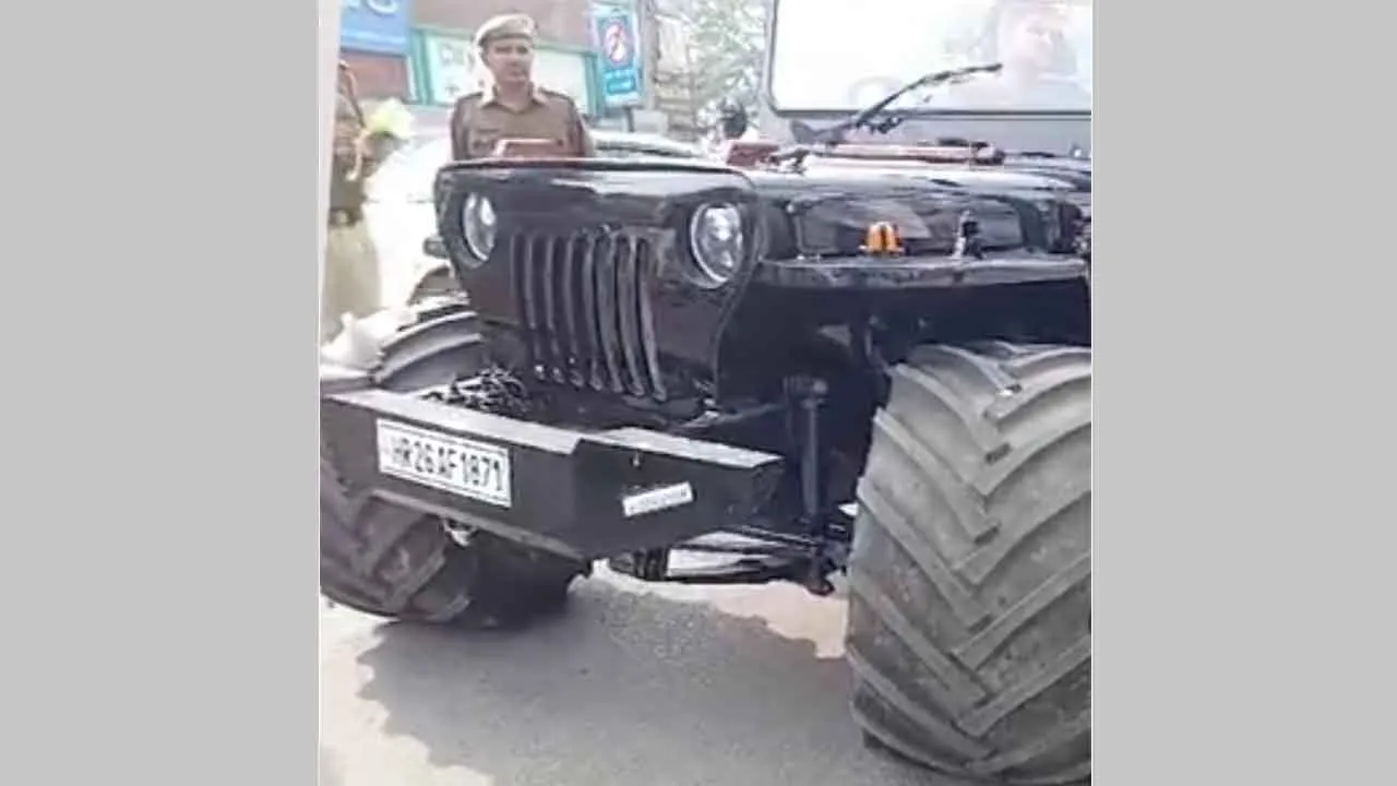 Traffic Challan: कैथल में 2 फुट चौड़े टायर वाली मोडिफाई गाड़ी का 23 हजार का कटा चालान
