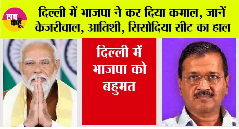 Delhi Election Results 2025: दिल्ली में भाजपा ने कर दिया कमाल, जानें केजरीवाल, आतिशी, सिसोदिया सीट का हाल