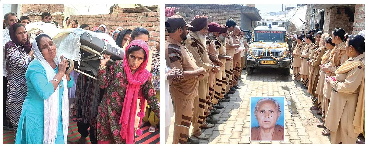 रानियां की वीरा देवी बनी शरीरदानी, बेटियों-बहुओं ने दिया अर्थी को कंधा