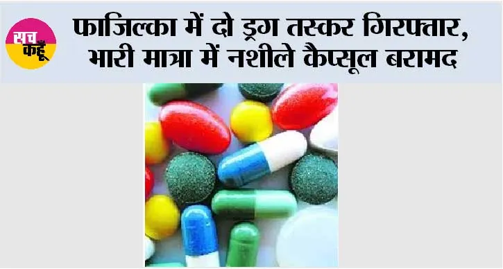 फाजिल्का में दो ड्रग तस्कर गिरफ्तार, भारी मात्रा में नशीले कैप्सूल बरामद
