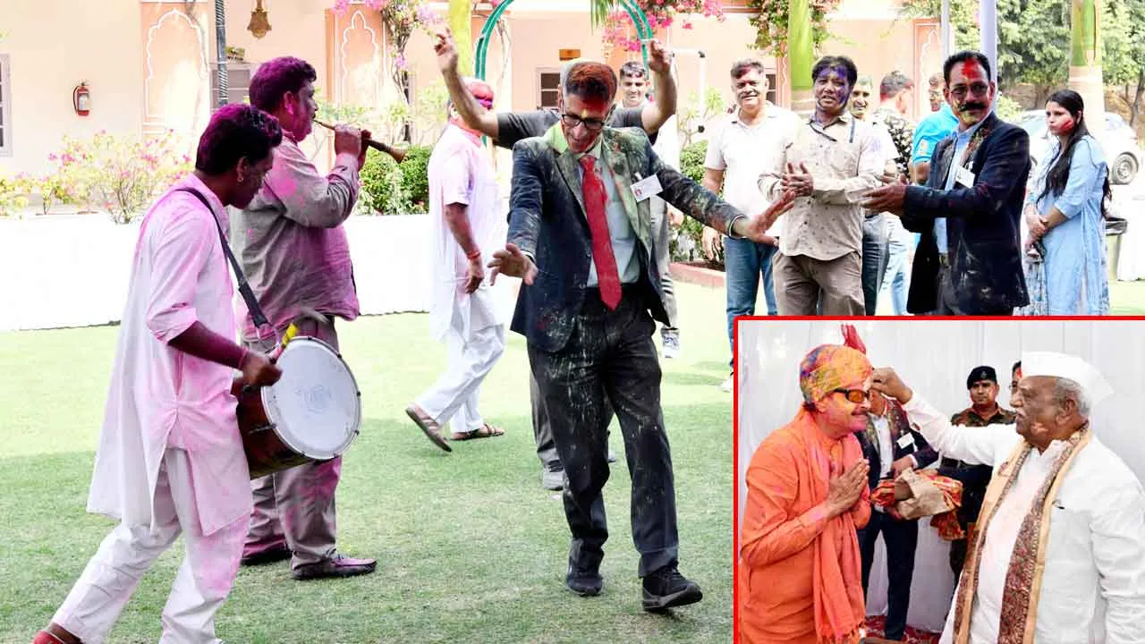 Rajasthan: राज्यपाल ने गुलाल लगा आगंतुकों का अभिनंदन किया