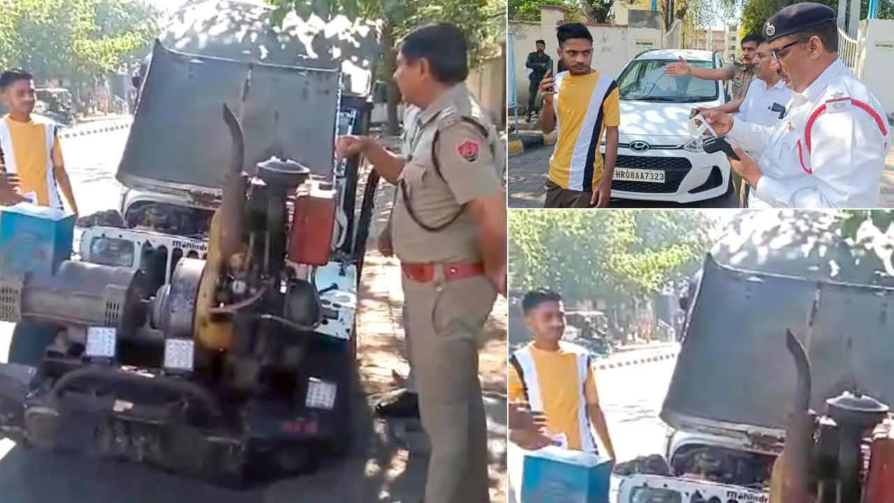Traffic Challan: डीजे लगी जुगाड़ गाड़ी का 33 हजार का चालान कर किया इम्पाउंड