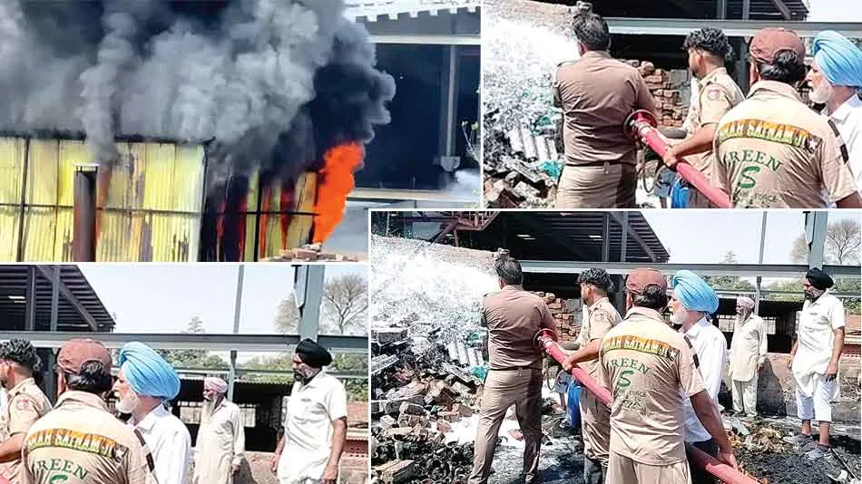 बठिंडा में फर्नीचर फैक्ट्री में लगी आग को बुझाने में मददगार बने डेरा सेवादार