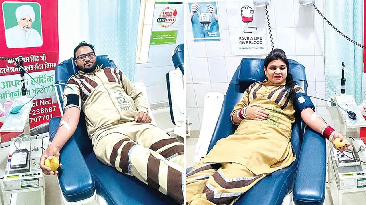 Blood Donation: मलकीत इन्सां व उनकी धर्मपत्नी रीमा इन्सां ने किया रक्तदान