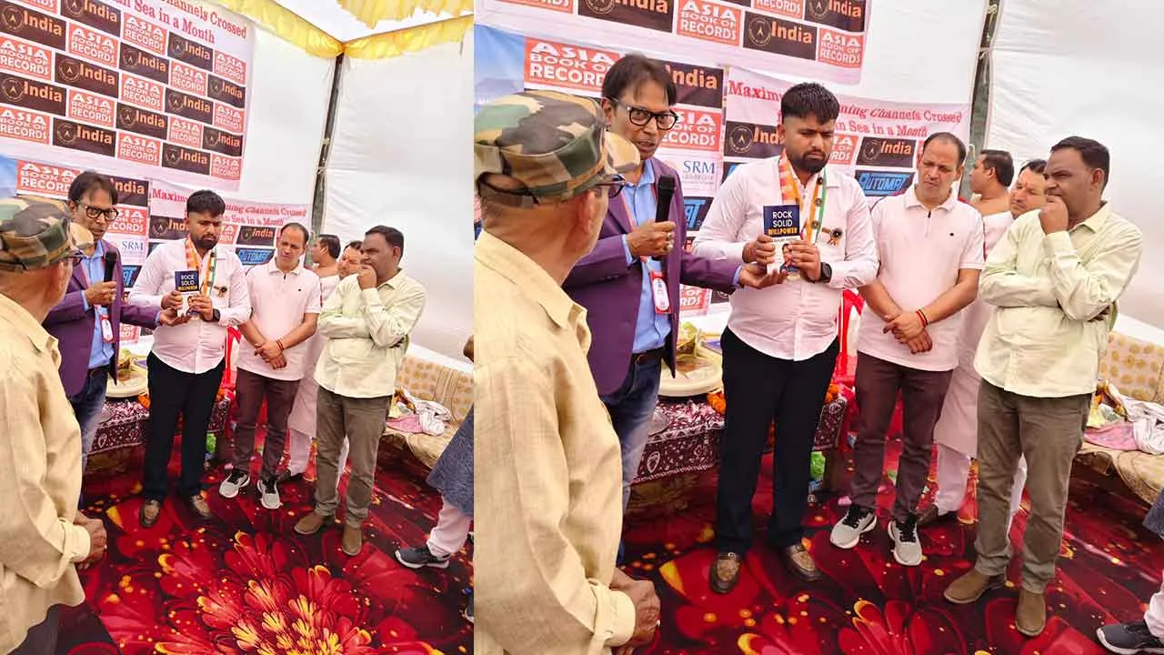 173 किमी तैरकर वर्ल्ड रिकॉर्ड बनाने वाले मुकुल दहिया का एशिया बुक ऑफ रिकॉर्ड व इंडिया बुक ऑफ रिकॉर्ड ने किया स्वागत