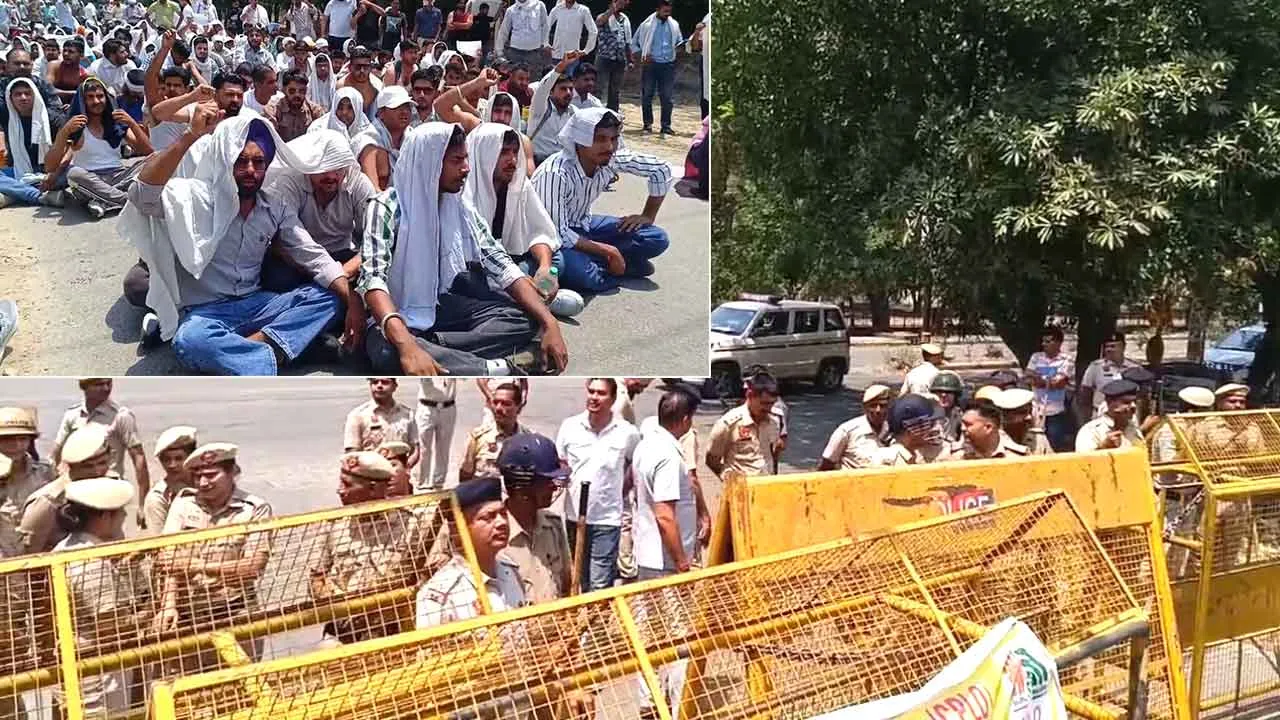 कंप्यूटर ऑपरेटरों ने खाली बर्तन बजाकर किया प्रदर्शन