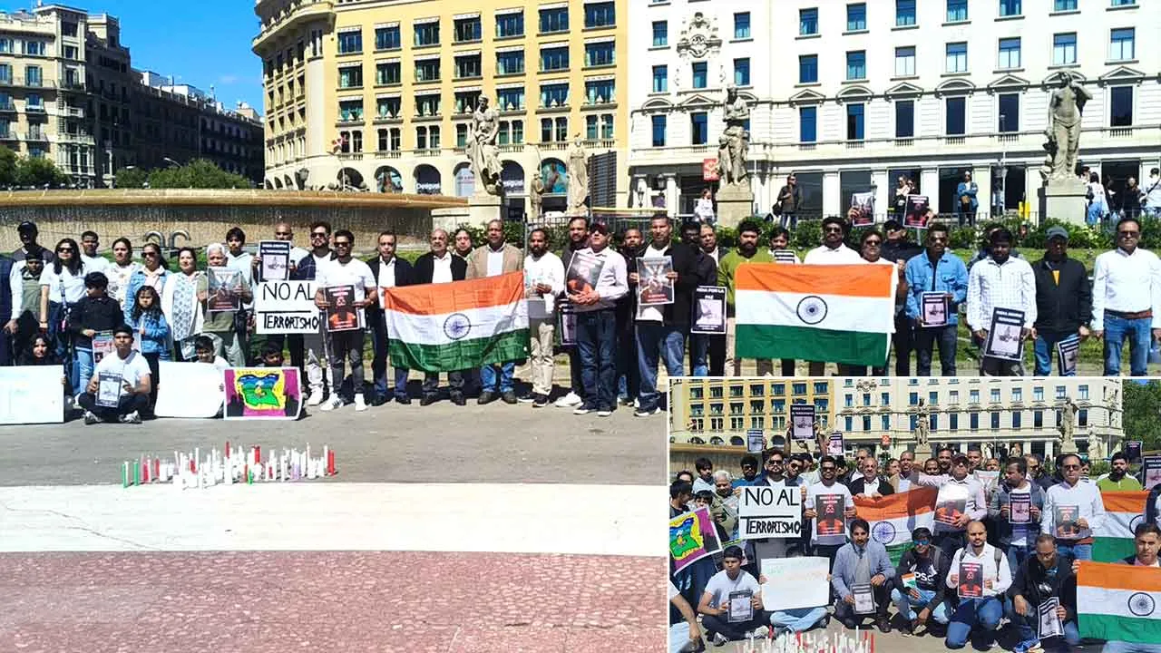 पहलगाम हमले के विरोध में स्पेन में बसे भारतीयों ने बार्सेलोना में किया प्रदर्शन, पाकिस्तान को अंतरराष्ट्रीय मंच पर प्रतिबंधित करने की उठाई मांग
