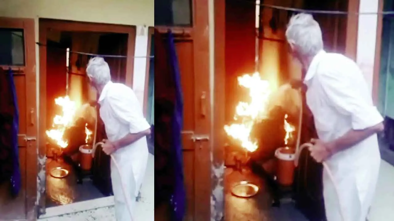 Gas Leak: गैस लीक होने से सिलेंडर में लगी भीषण आग, घरेलू सामान जलकर खाक