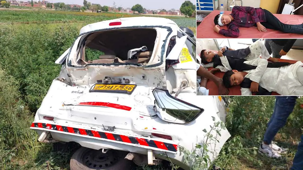 Road Accident: बारात की कार में कंटेनर ने मारी टक्कर, छह घायल