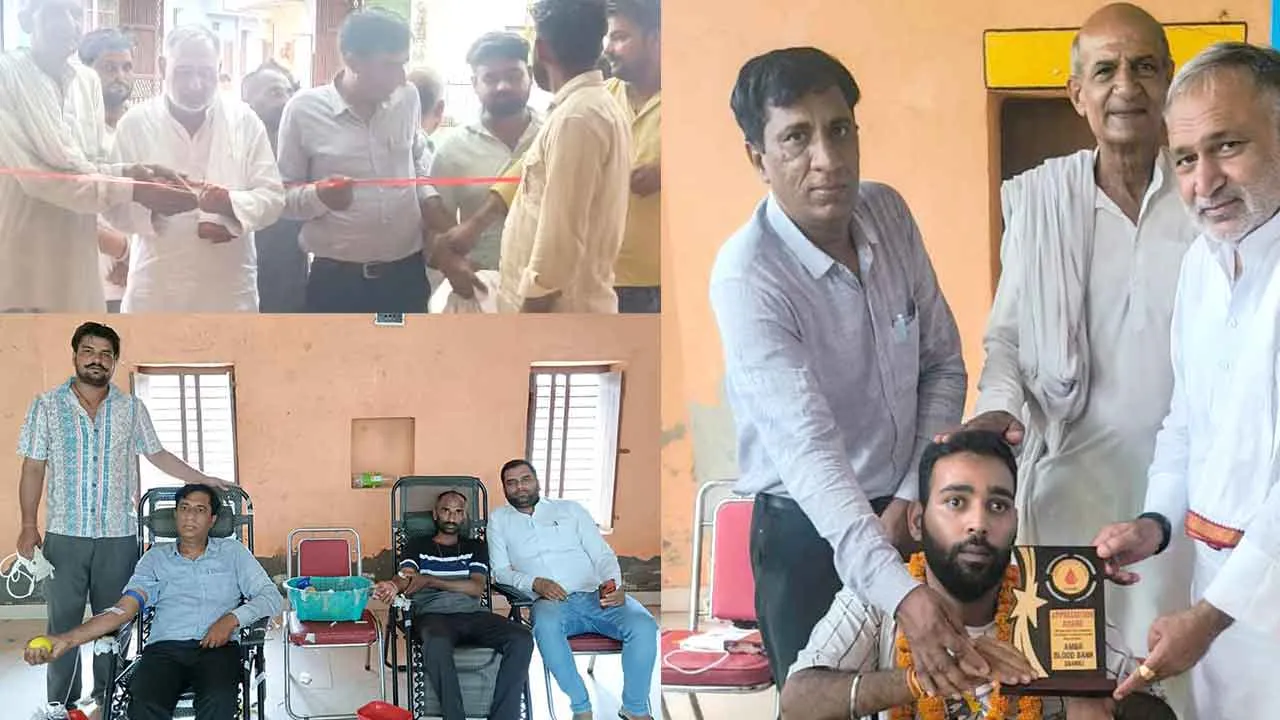 कण्डेला में आयोजित शिविर में 64 लोगो ने किया स्वैच्छिक रक्तदान