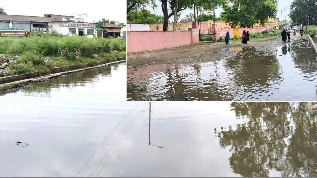 सीएचसी के सामने तालाब बन गई सड़क, मरीज हलकान