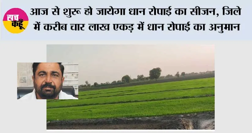 आज से शुरू हो जायेगा धान रोपाई का सीजन, जिले में करीब चार लाख एकड़ में धान रोपाई का अनुमान