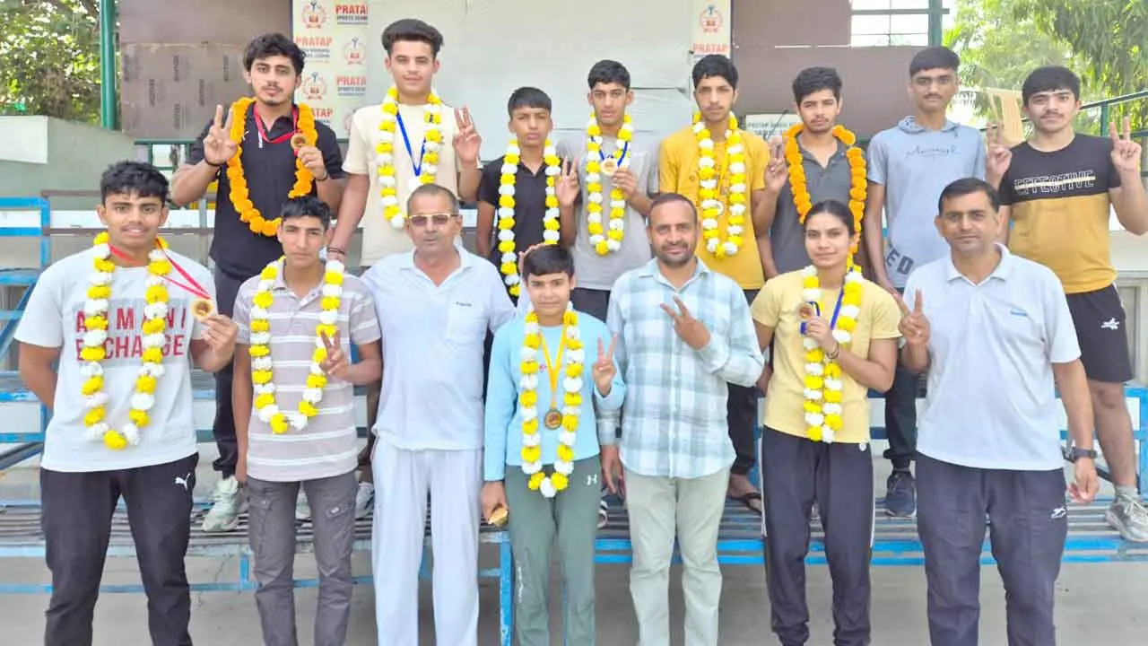प्रताप स्कूल के खिलाड़ियों ने स्टेट वुशु में जीते 8 पदक