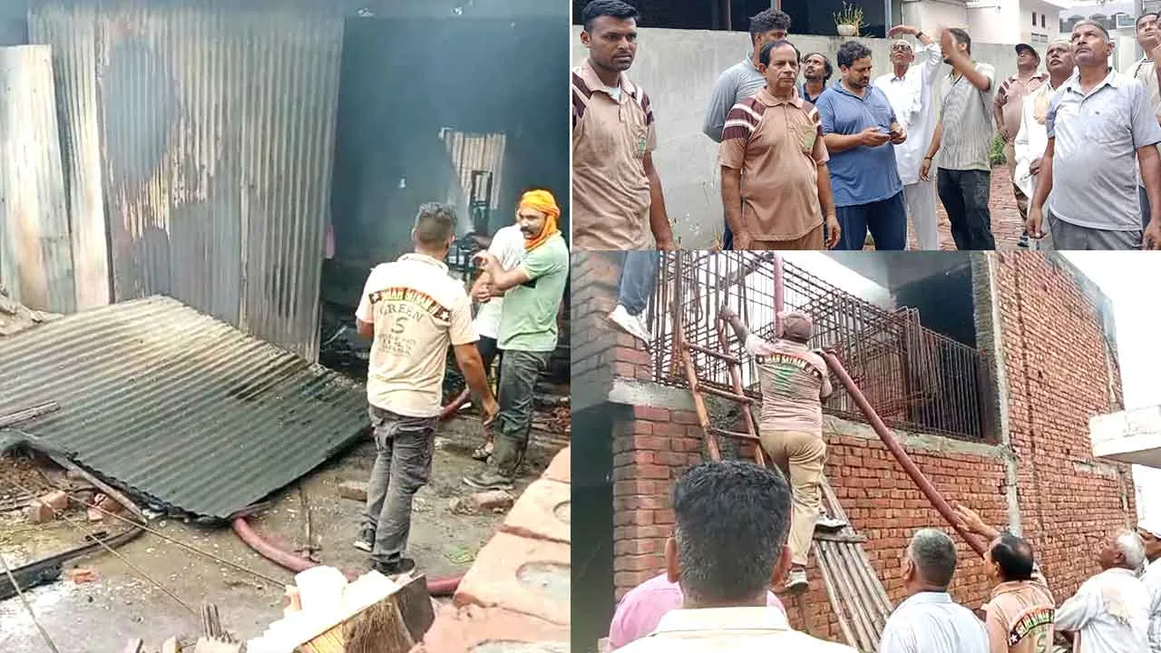 रेलवे रोड पर फर्नीचर के गोदाम में लगी भीषण आग, डेरा सच्चा सौदा के सेवादारों ने आग बुझाने में की मदद