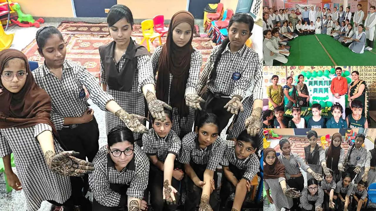 हरियाली तीज पर विद्यालयों में मेहंदी प्रतियोगिता का आयोजन