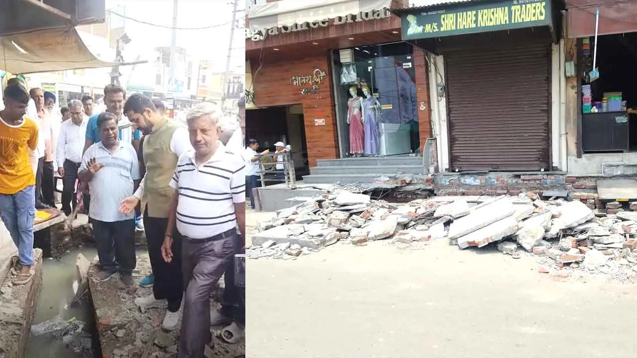 भगत सिंह चौंक पर नालो के पत्थर तोड़ने पर पूरा दिन रहा हंगामा, सुबह दुकानदारो ने कार्रवाई को लेकर लगाया जाम