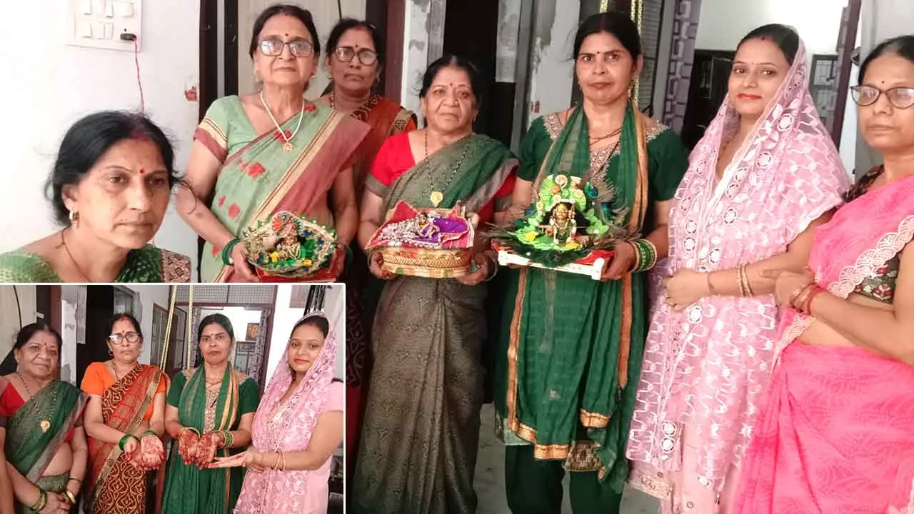 Teej Festival: कुकड़ा गांव की अमित विहार कॉलोनी में हरियाली तीज उत्सव की धूम