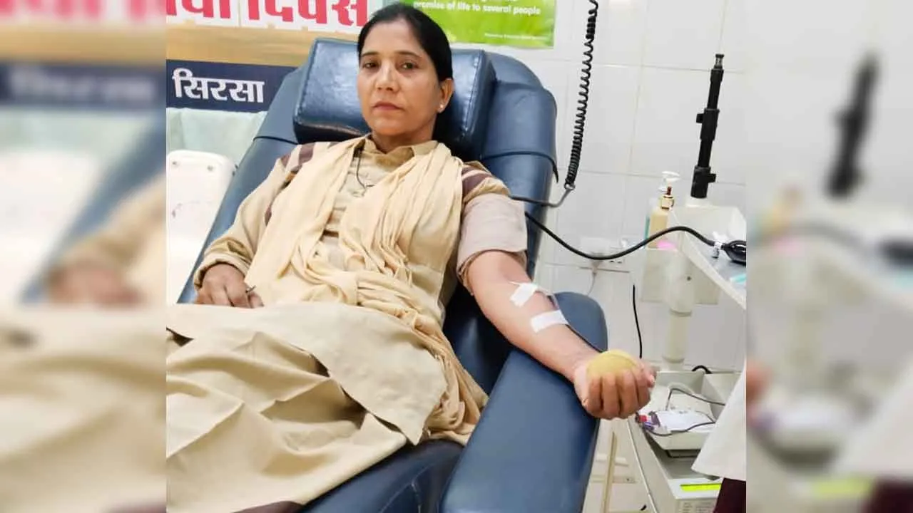 Sirsa: बहन अनीता इन्सां ने 48वीं बार किया रक्तदान